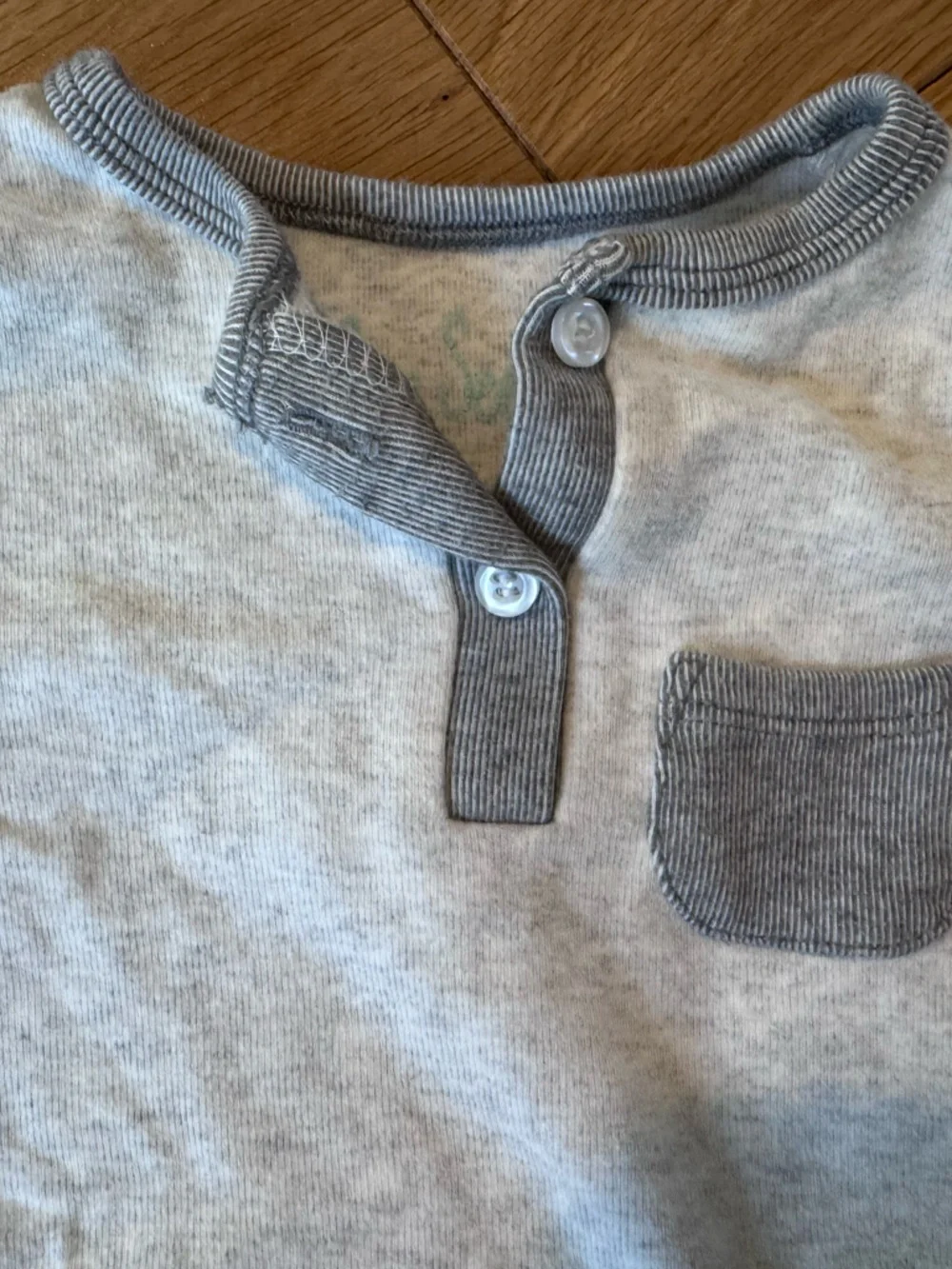 Kids Light Gray Long-Sleeve Pajama Set with Contrast Trim